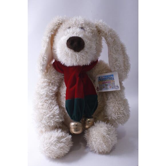 Animal Alley, Plush Puppy wearing Christmas Scarf with Bells, 2000, Geoffrey, - Picture 2 of 4